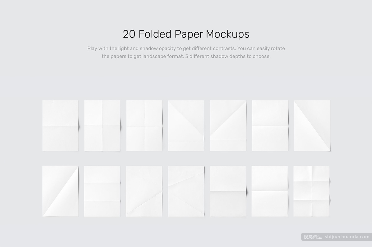 折叠纸张海报展示模型样机foldedpapermockups