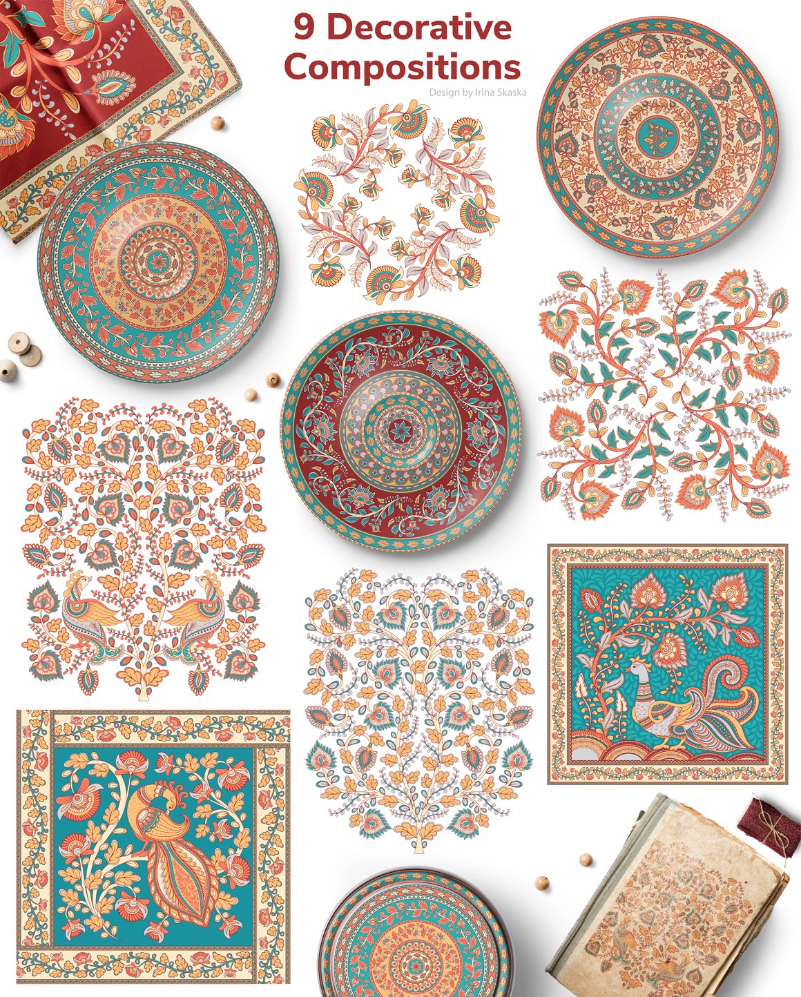 印度织物绘画艺术矢量图案