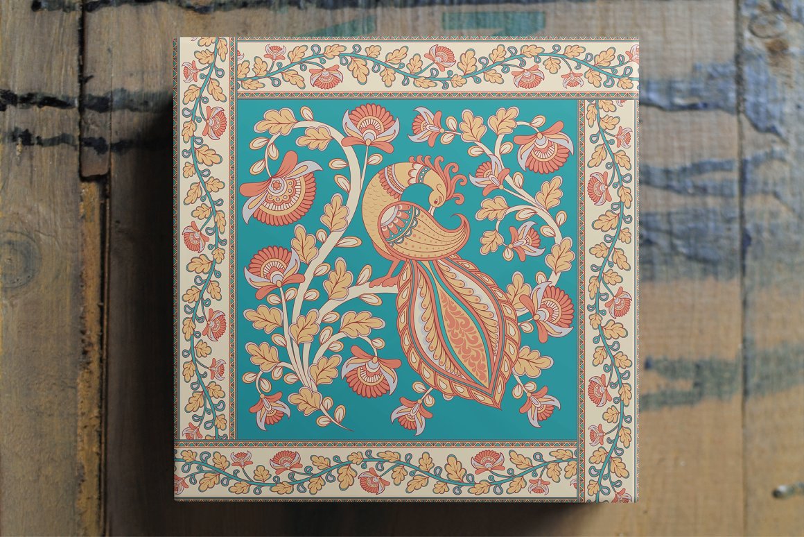 印度织物绘画艺术矢量图案