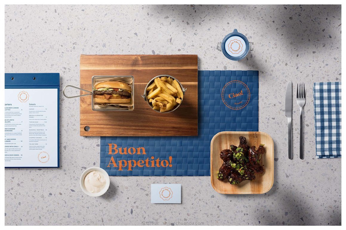 高质量汉堡快餐食品餐饮包装设计提案样机模板