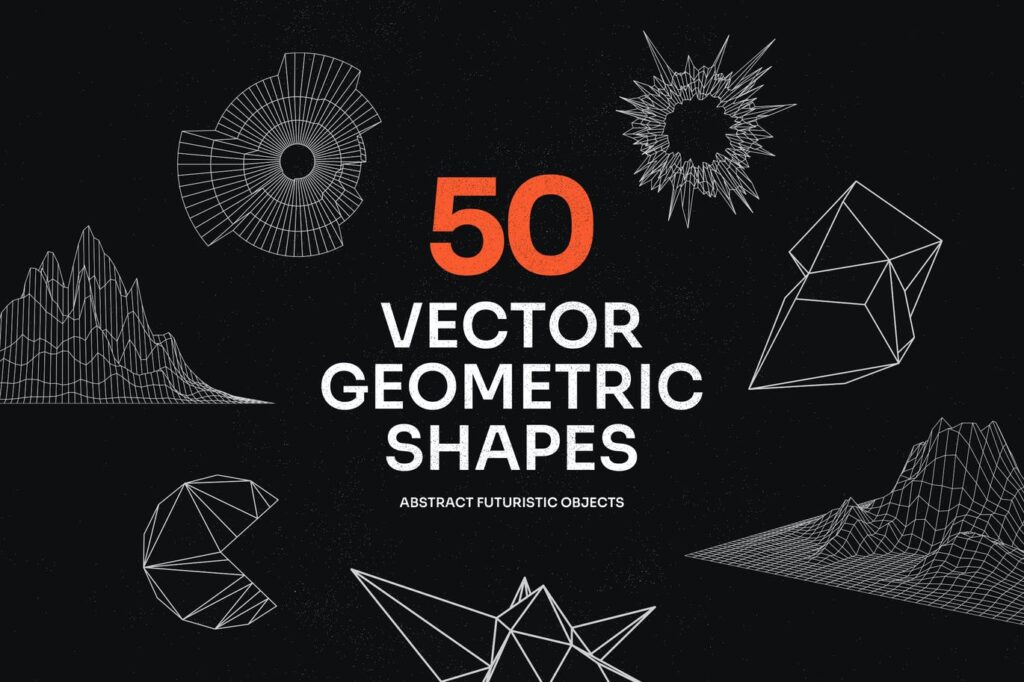 抽象艺术网格3D立体几何多边形矢量设计素材