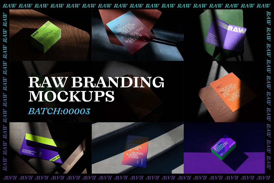 名片海报宣传册T恤品牌包装设计样机模板 Raw Branding Mockups Vol. 3