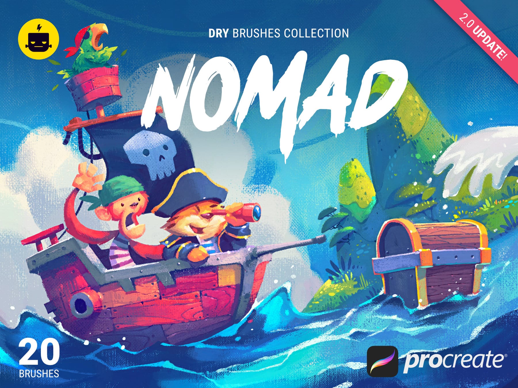 复古漫画水粉画效果 Procreate 画笔 Nomad V.2-Brush Pack for Procreate
