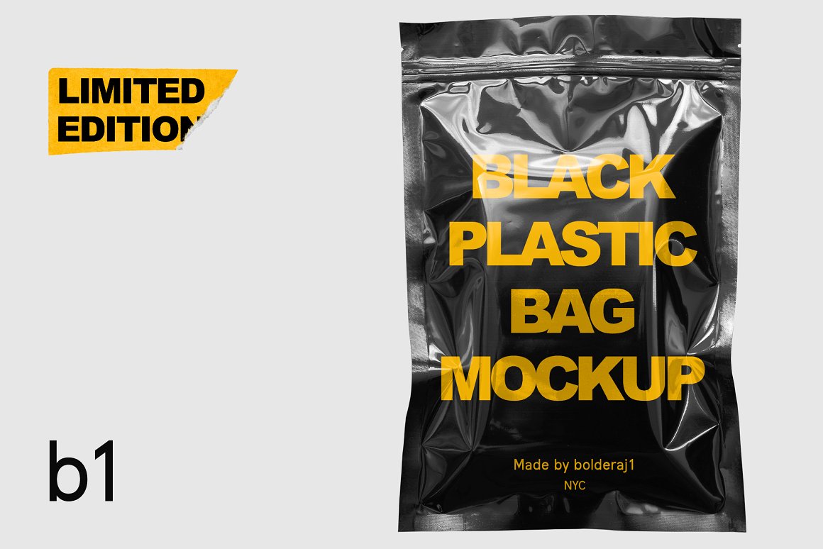 黑色塑料袋样机模板 Black plastic bag mockup