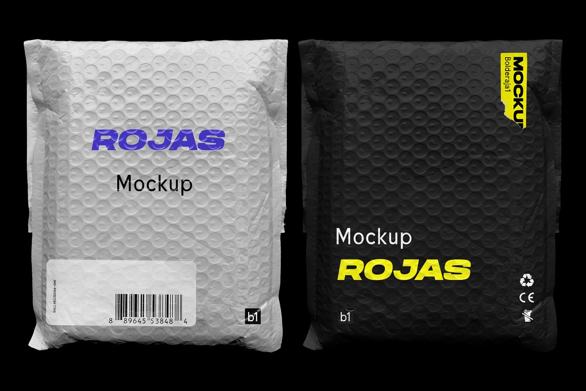 快递气泡袋包装样机模板 RojasBubble Bag Postage Mockup-Rojas