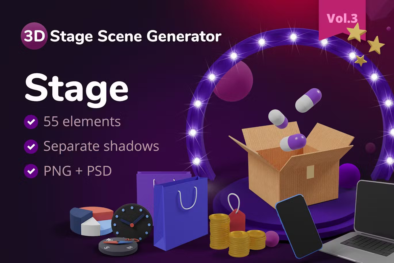 3D产品舞台场景生成器 3D Product Stage Scene Generator v3