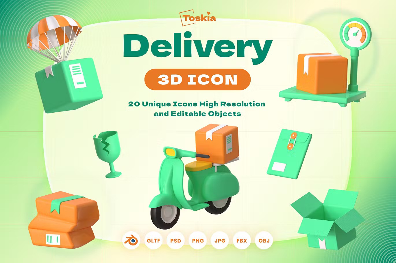 快递行业 3D 图标合集 Delivery 3D Icon