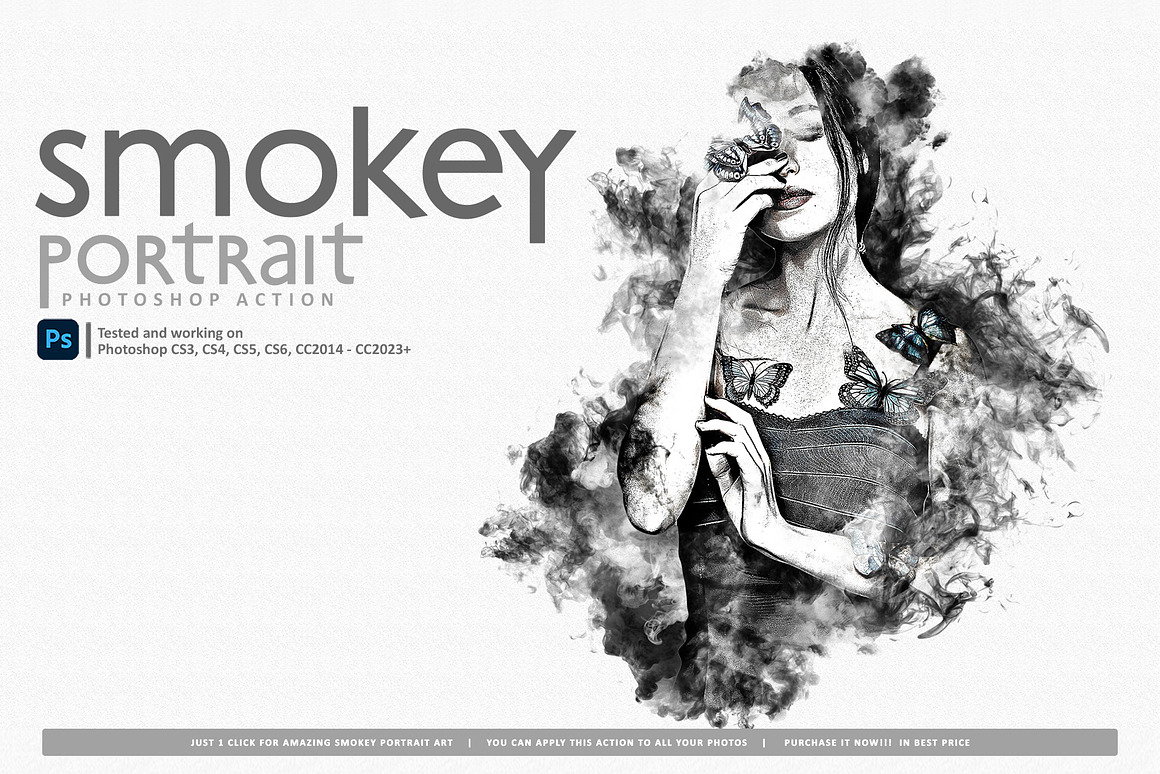烟熏肖像效果PS动作 Smokey Portrait-Photoshop Action