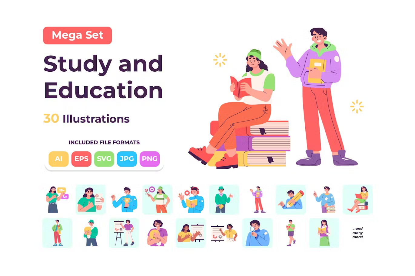 学习和教育概念矢量插图 Study and Education Concept Illustration