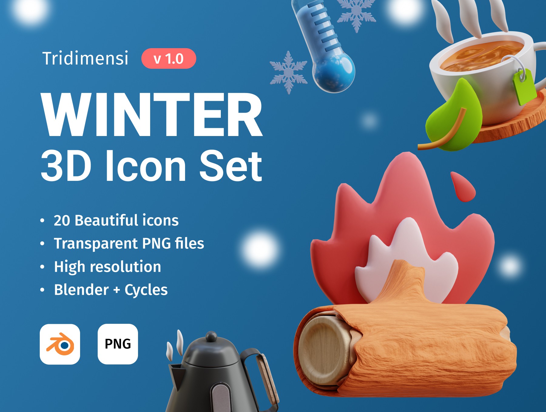 冬天相关3D图标集 3D Winter Icone Set