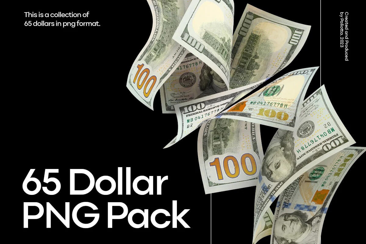 真实的美元PNG剪贴元素包 65 Dollar PNG Pack