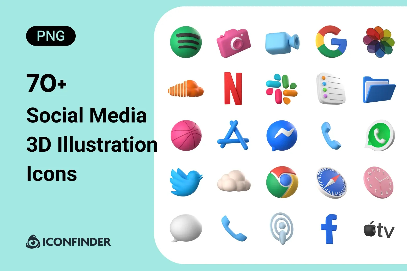 可爱3D社交媒体图标合集 Social Media 3D illstration lcons