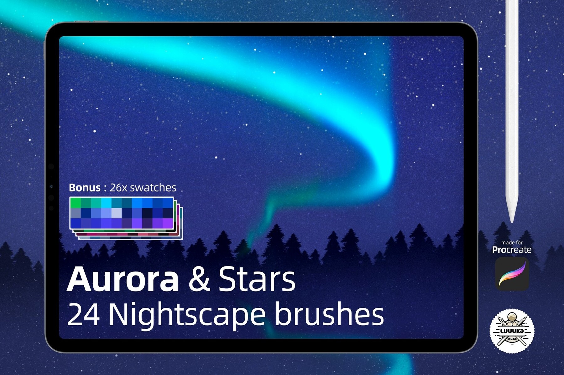极光和星星ipad画笔 Aurora & stars brushes for procreate