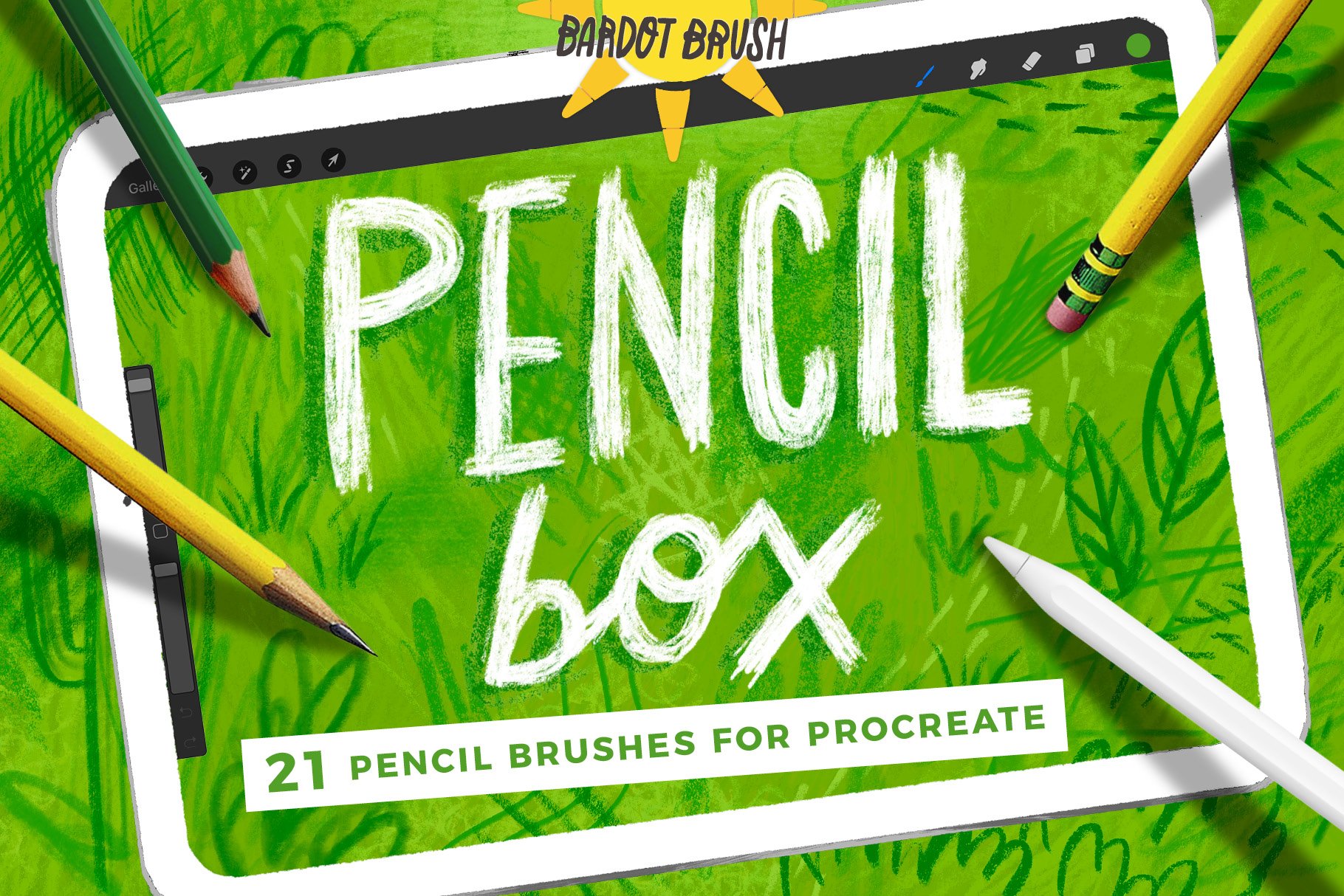 自然素描铅笔画效果ipad画笔 Pencil Box for Procreate