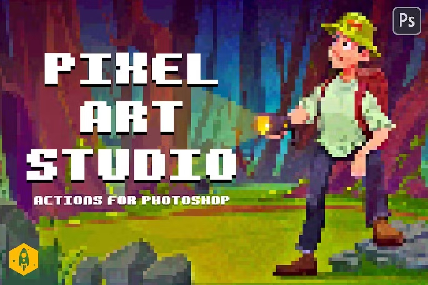 像素艺术效果PS动作 Pixel Art Studio-Pixel Art Effect Action