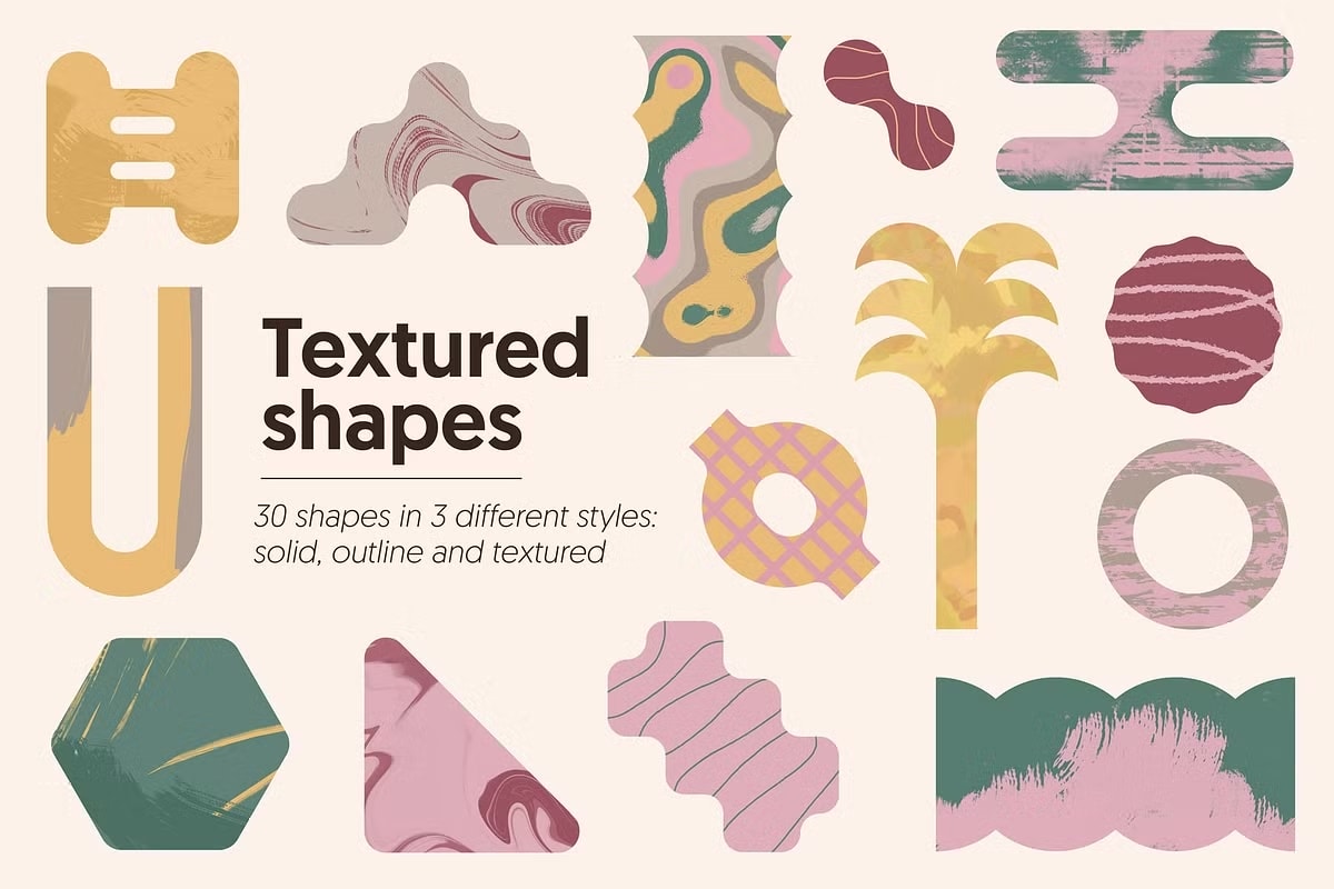 矢量几何抽象形状合集 Textured Shapes