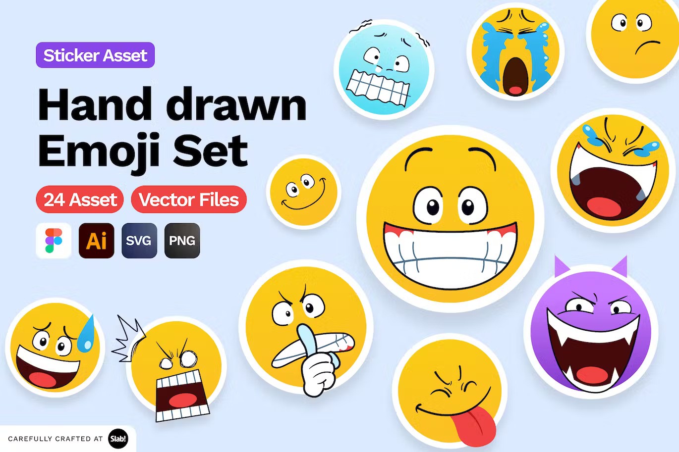 手绘表情符号贴纸图标集 24 Hand drawn Emoji Set-Sticker Icon Asset