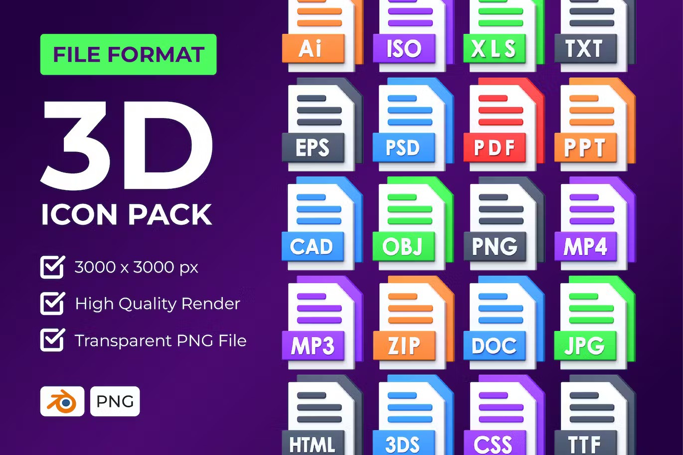 文件格式 3D 图标合集 File Format 3D Icon Pack