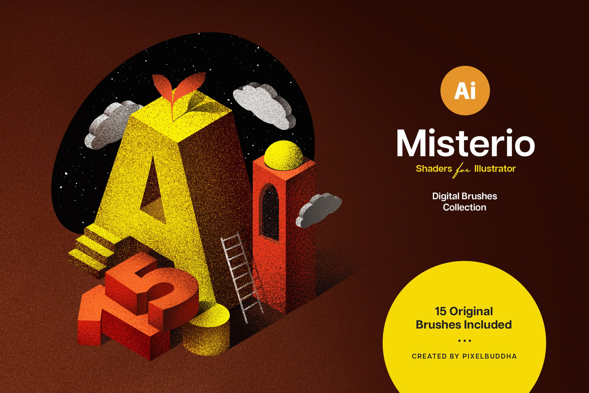 艺术噪点插画AI笔刷 Misterio Shader Illustrator Brushes